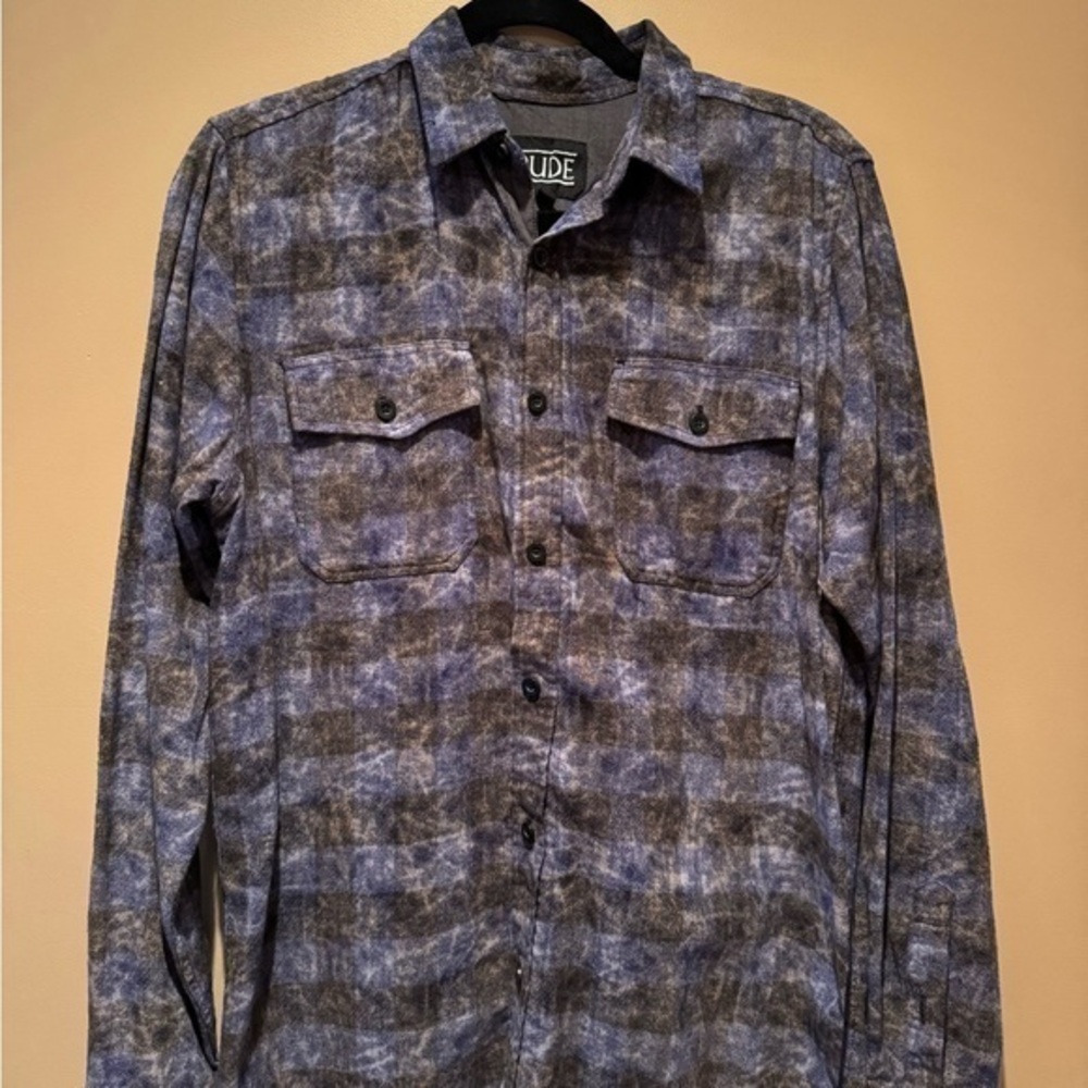 Rude Plaid Black and Blue Washed Faded Shirt